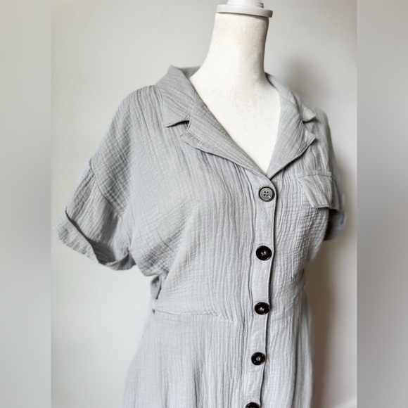 Leia & Co Cotton Tie Button Down Midi Dress - Picture 1 of 6